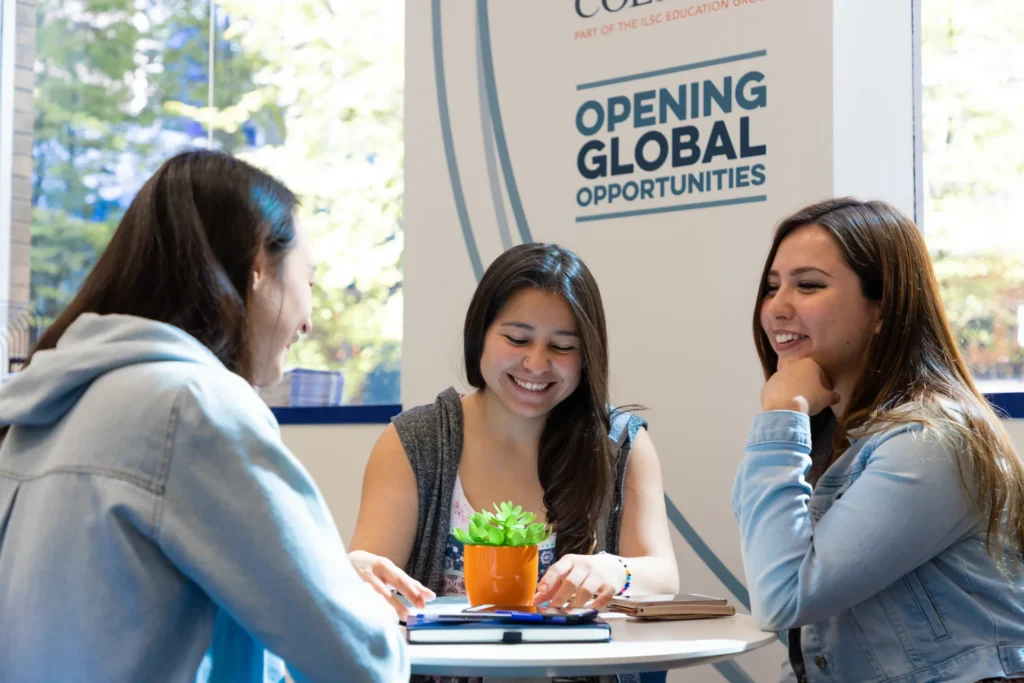 Students at an international education fair in Canada